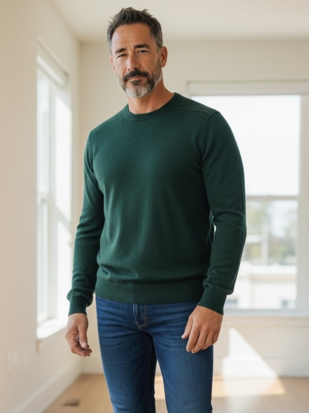 Grant Thomas forest green 2 ply cashmere crewneck sweater size XXL